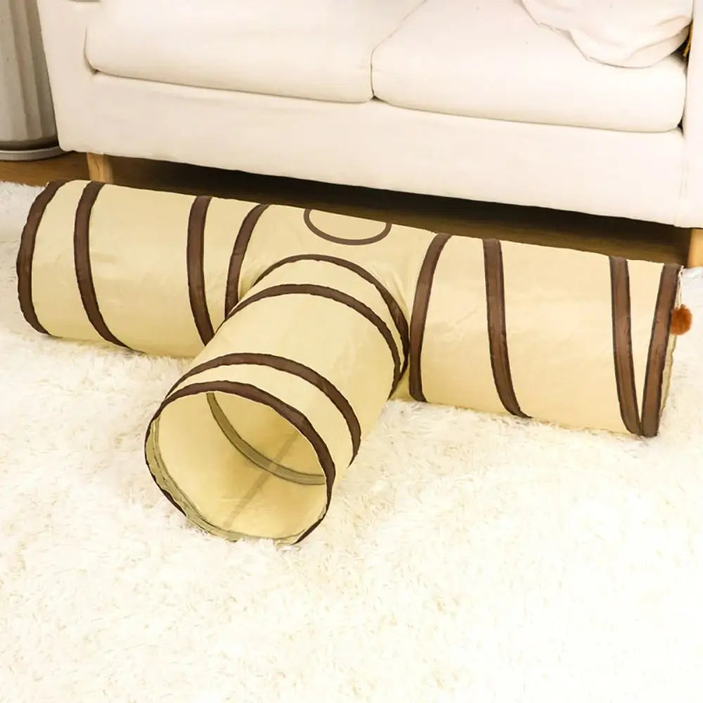Tunnel pour chat en polyester et fil d'acier, respirant et pliable