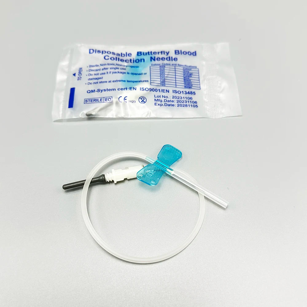Lot de 50 aiguilles papillon à double ailettes jetables pour prélèvement sanguin chez les chats et les chiens