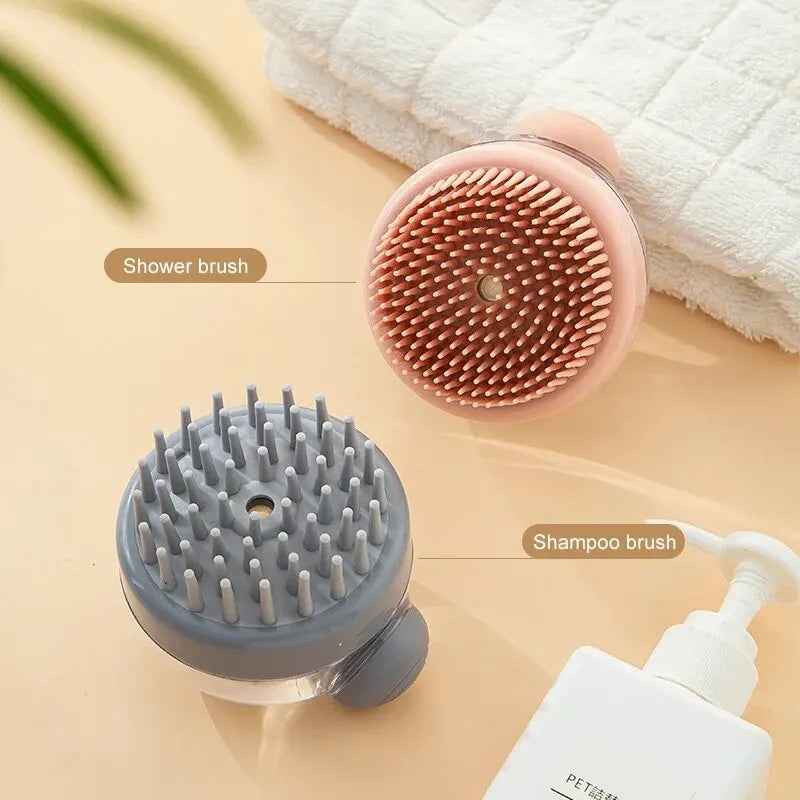 Brosse de bain pour animaux de compagnie (1 pièce) en silicone souple avec distributeur de shampoing et massage doux