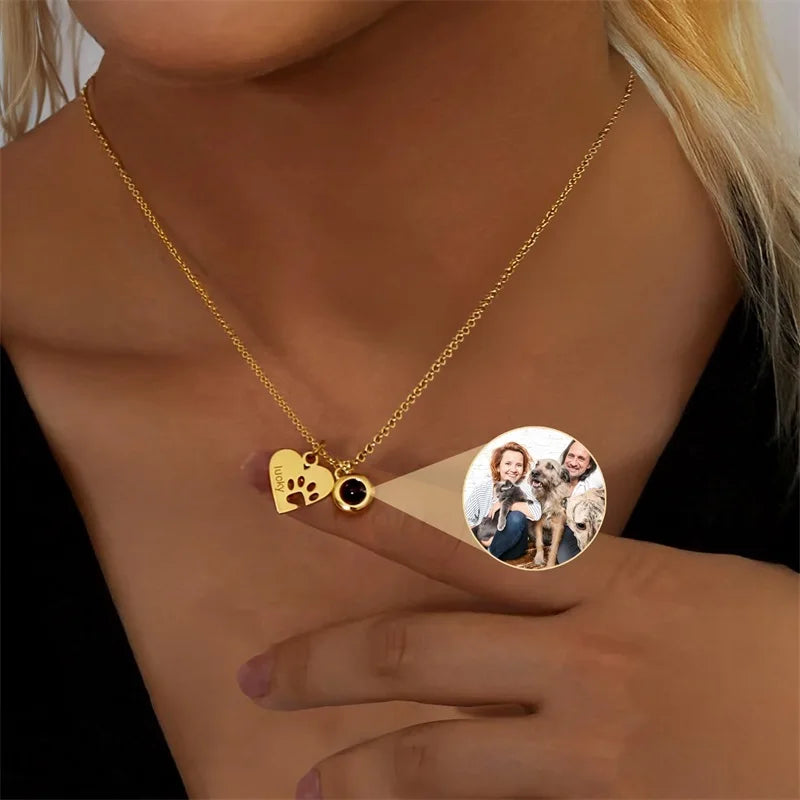 Collier photo personnalisé avec gravure et nom