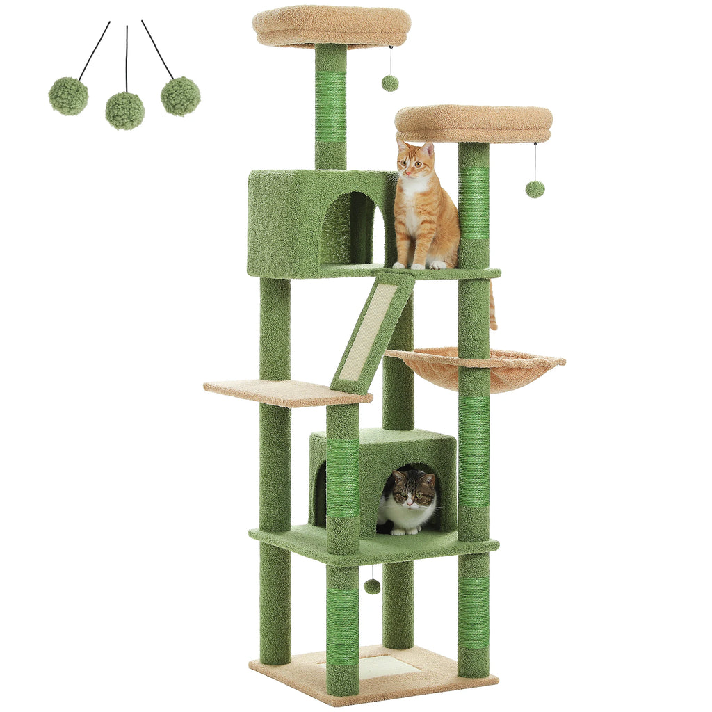 Arbre à chat à plusieurs niveaux avec poteaux à griffer, niche, hamac, griffoir