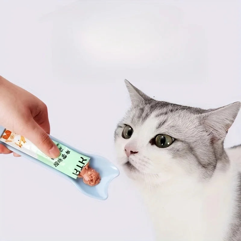 Cuillère à presser pour distributeur de friandises humides à lécher pour chats
