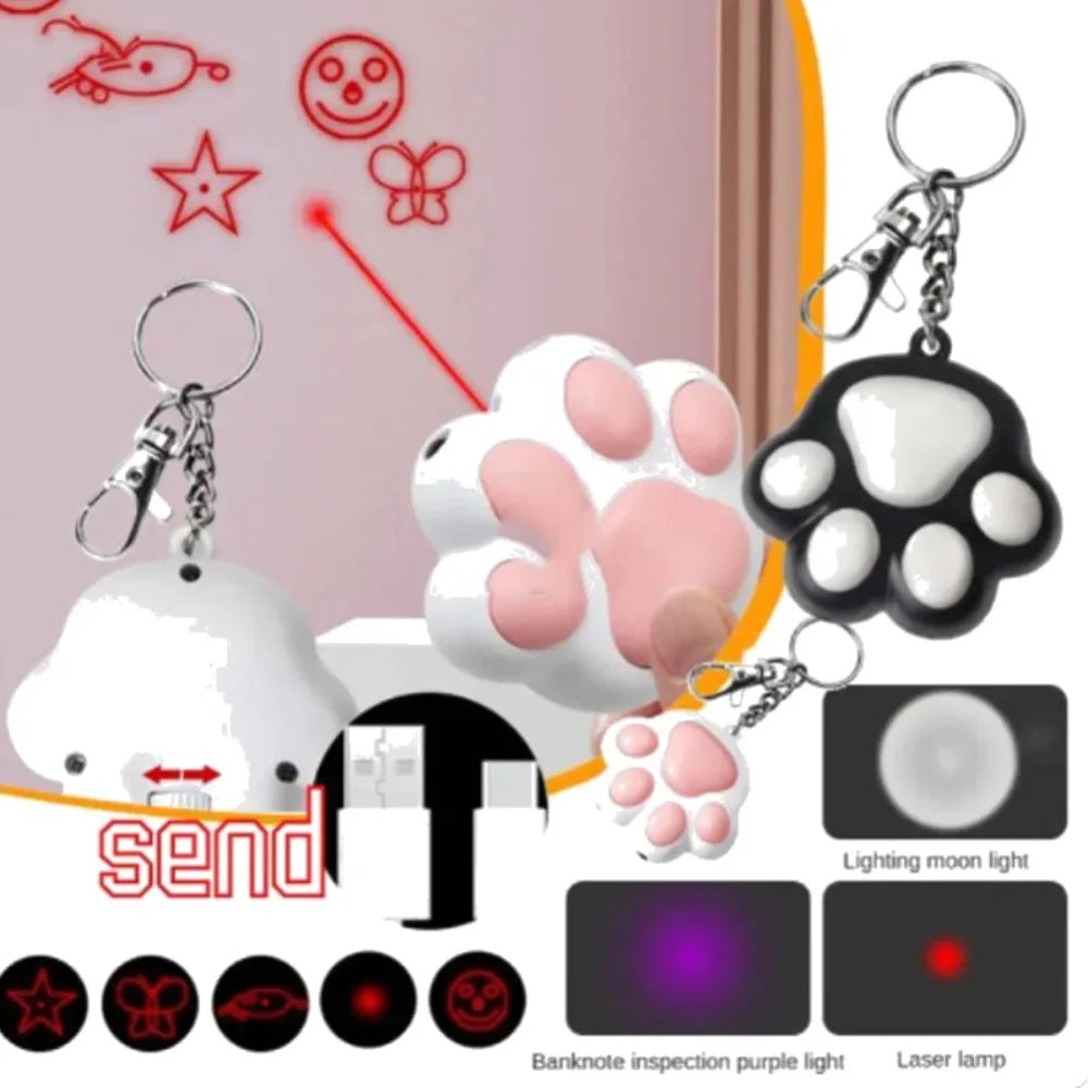 Jouet laser en forme de patte pour chat, rechargeable par USB