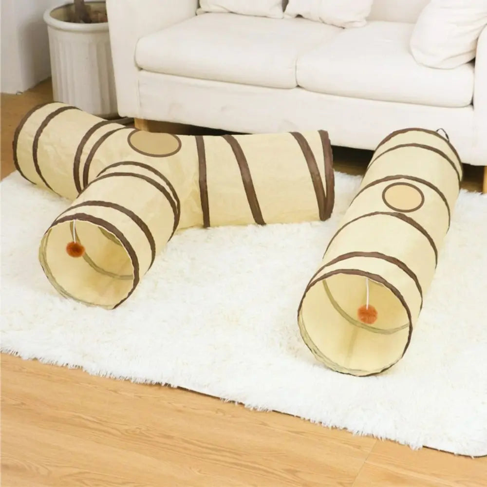 Tunnel pour chat en polyester et fil d'acier, respirant et pliable