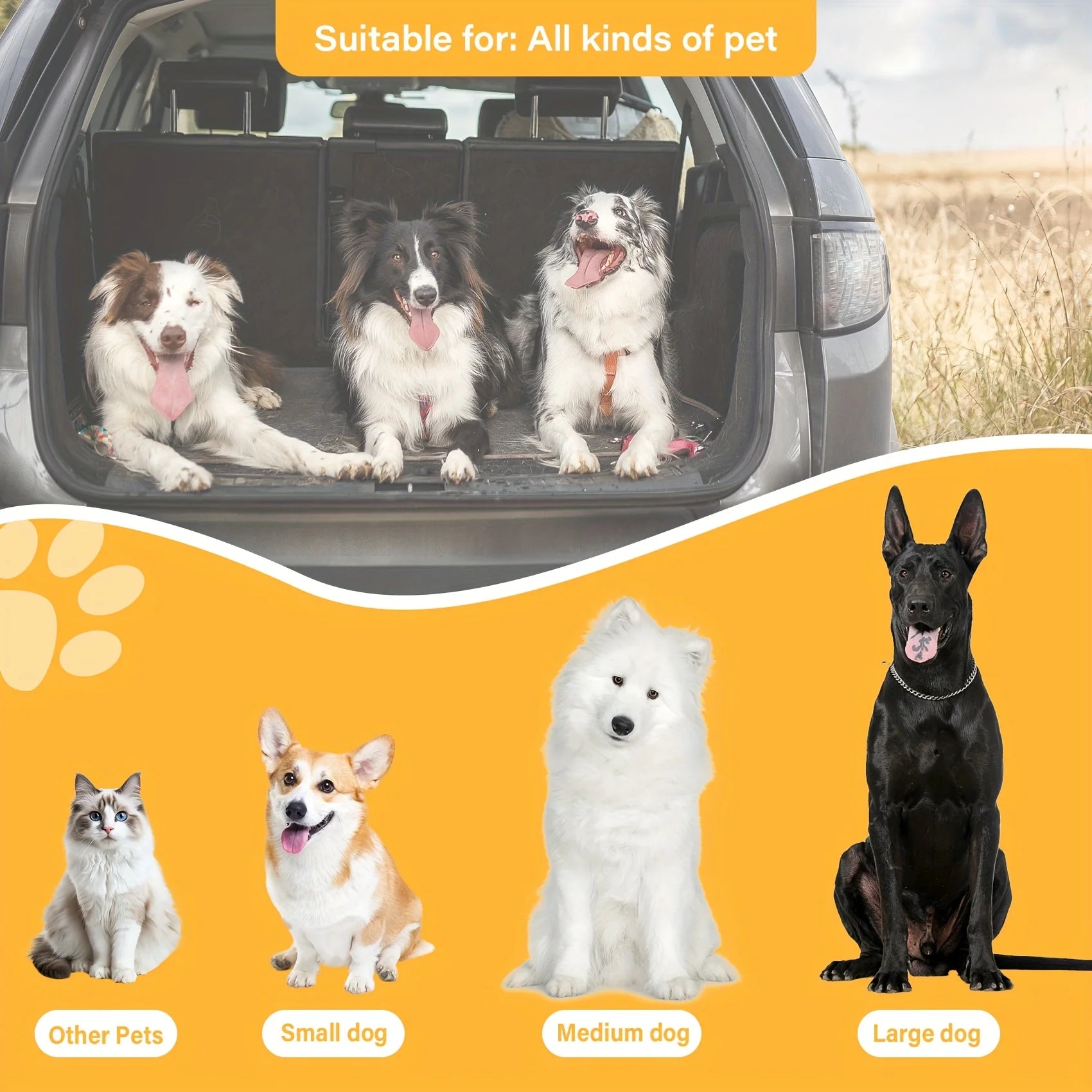 Harnais de sécurité réglable pour chien - Système de retenue rétractable en nylon élastique avec fermoirs sécurisés pour toutes les tailles de chiens