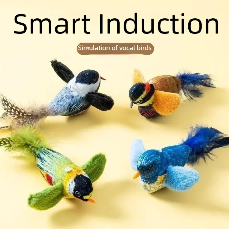 Oiseau interactif électrique en peluche avec gazouillis et ailes battantes