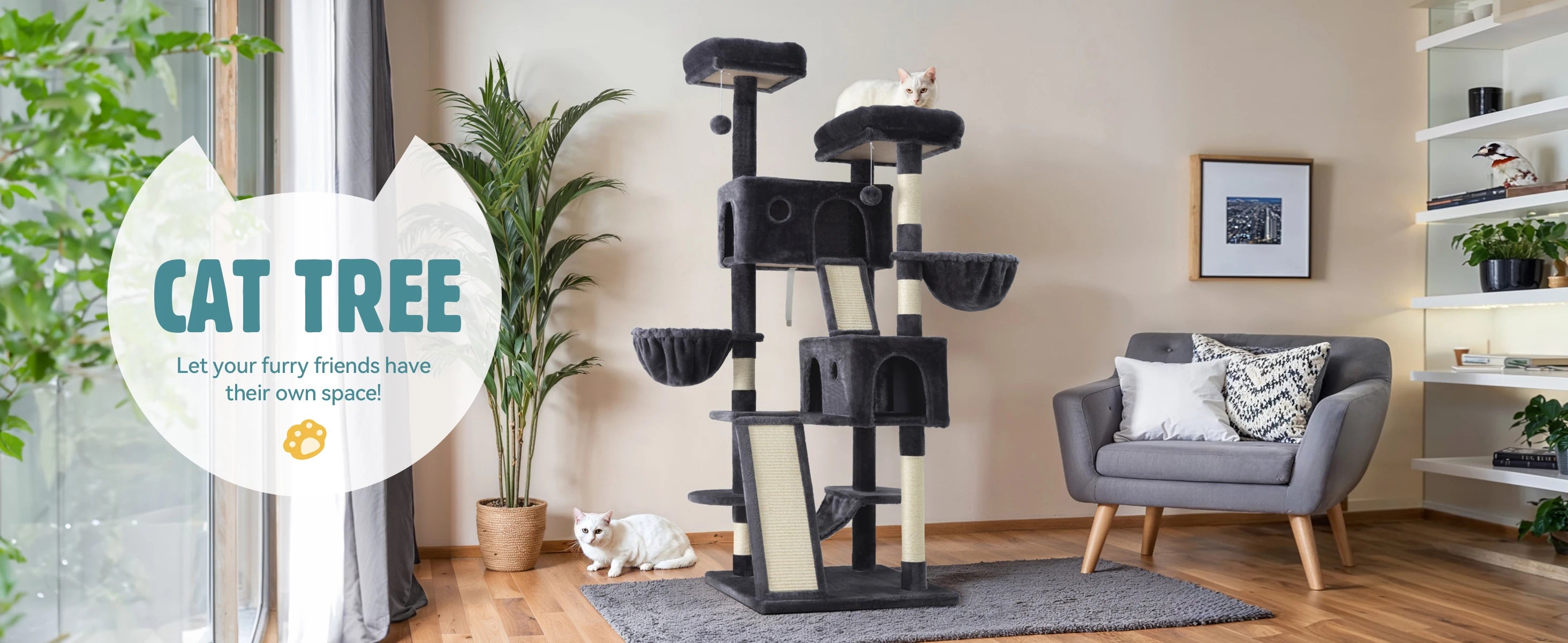 Arbre à chat multiniveaux de 165 cm