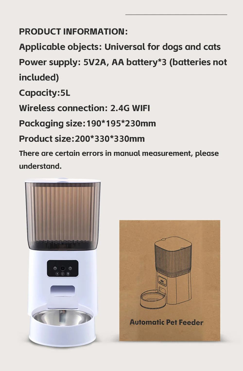 Distributeur automatique de croquettes 5L avec caméra