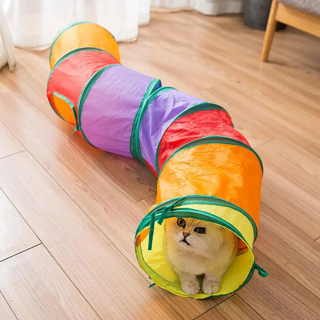 Tunnel pour chat pliable, jouet d'entraînement interactif et amusant