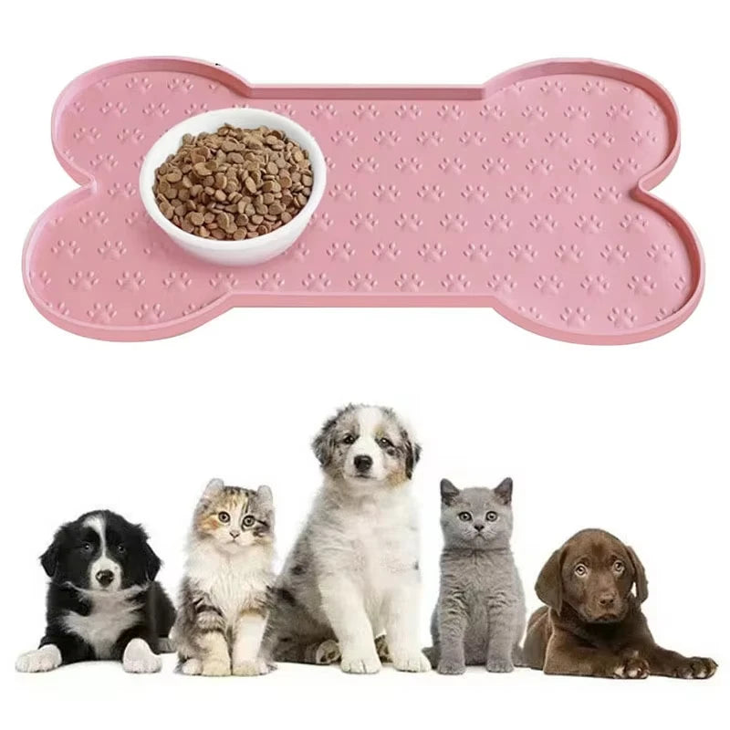 Tapis d'alimentation pour chien en silicone antidérapant et épais, imperméable, avec bord surélevé