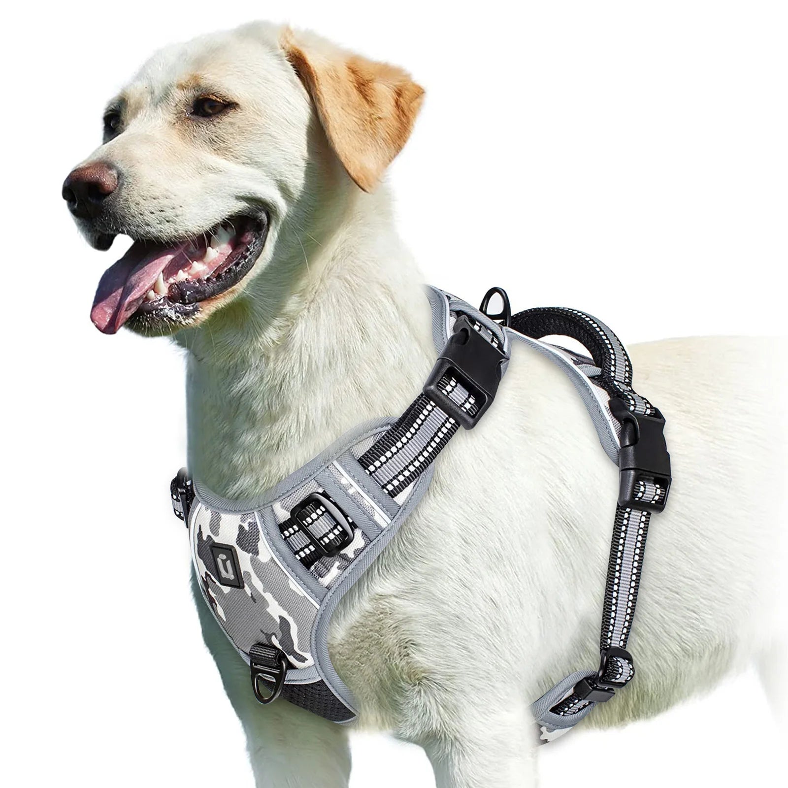 Harnais anti-traction pour chien, gilet rembourré doux et ajustable avec poignée de contrôle facile