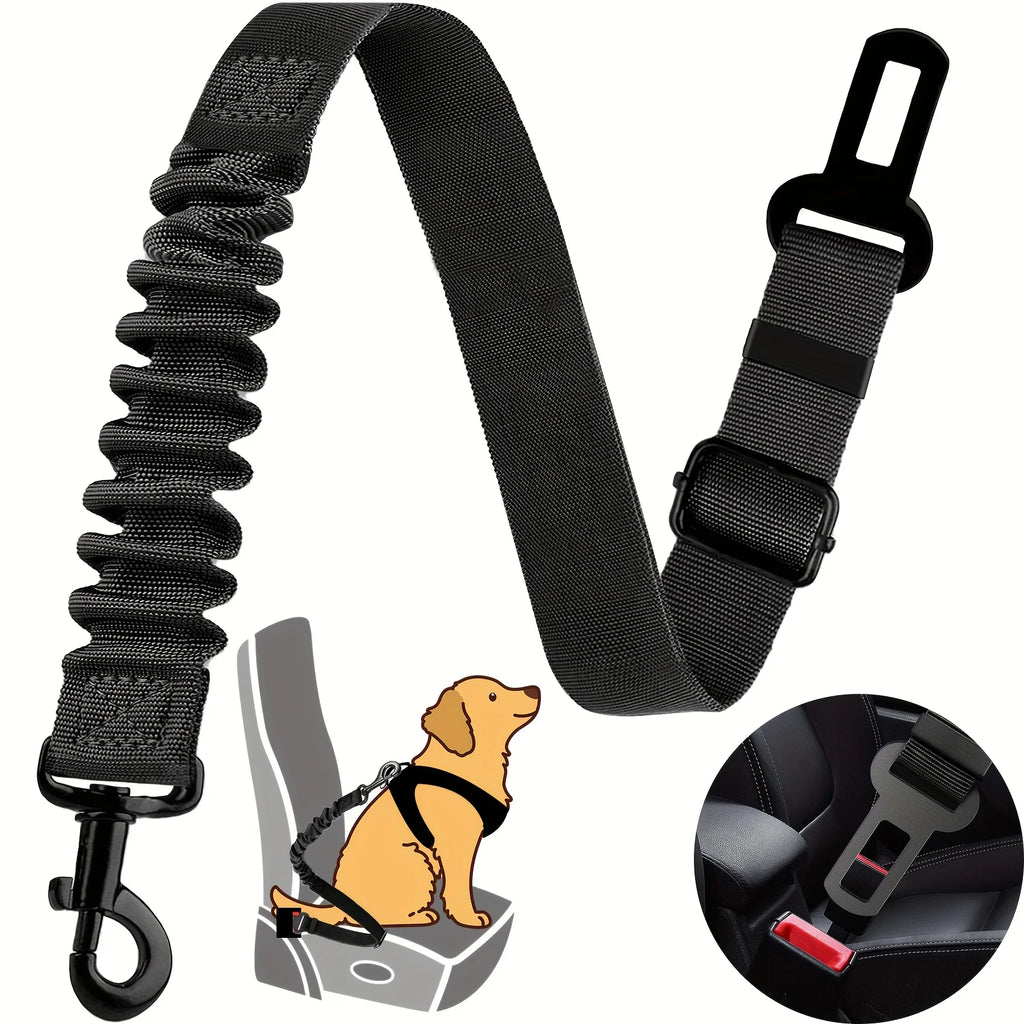 Harnais de sécurité réglable pour chien - Système de retenue rétractable en nylon élastique avec fermoirs sécurisés pour toutes les tailles de chiens
