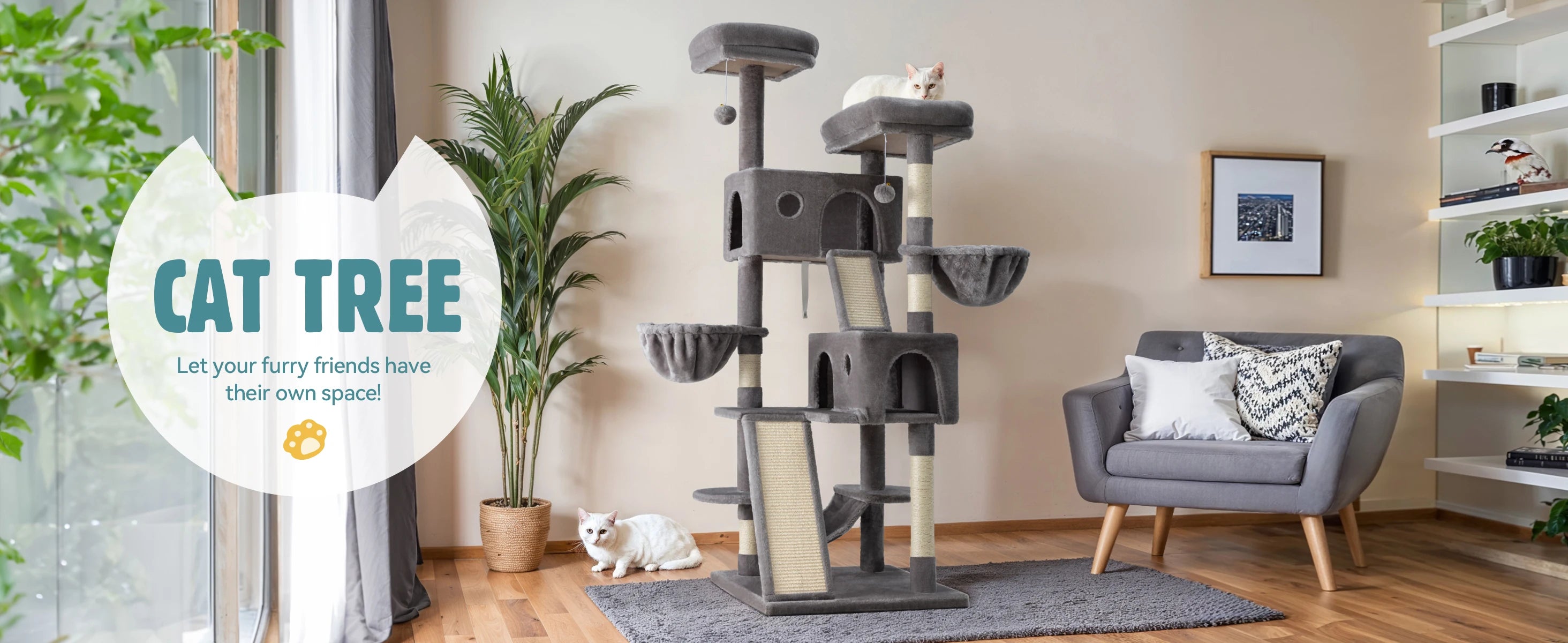 Arbre à chat multiniveaux de 165 cm