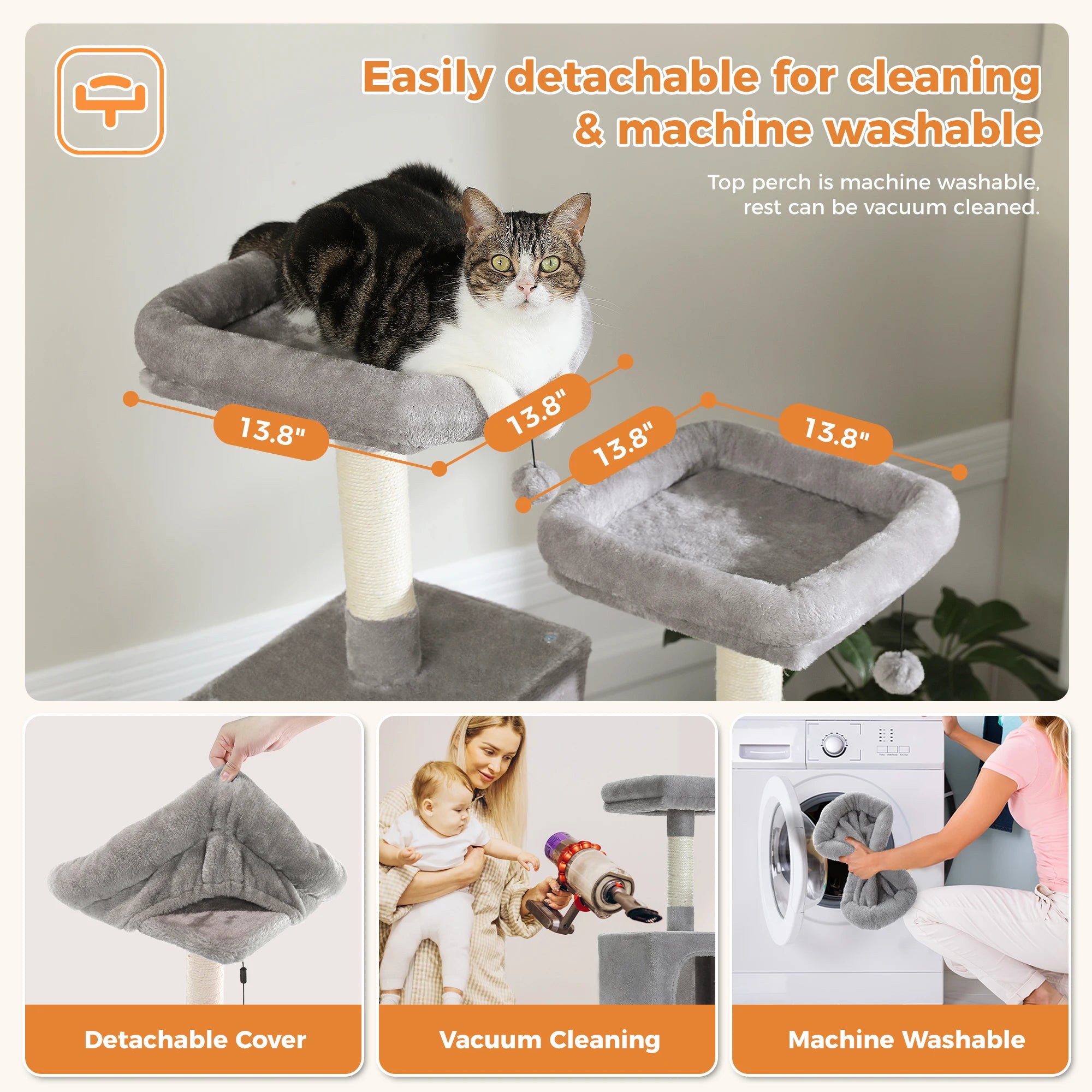 Arbre à chat à plusieurs niveaux avec poteaux à griffer, niche, hamac, griffoir