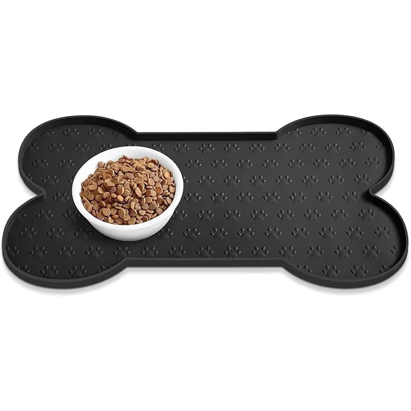 Tapis d'alimentation pour chien en silicone antidérapant et épais, imperméable, avec bord surélevé