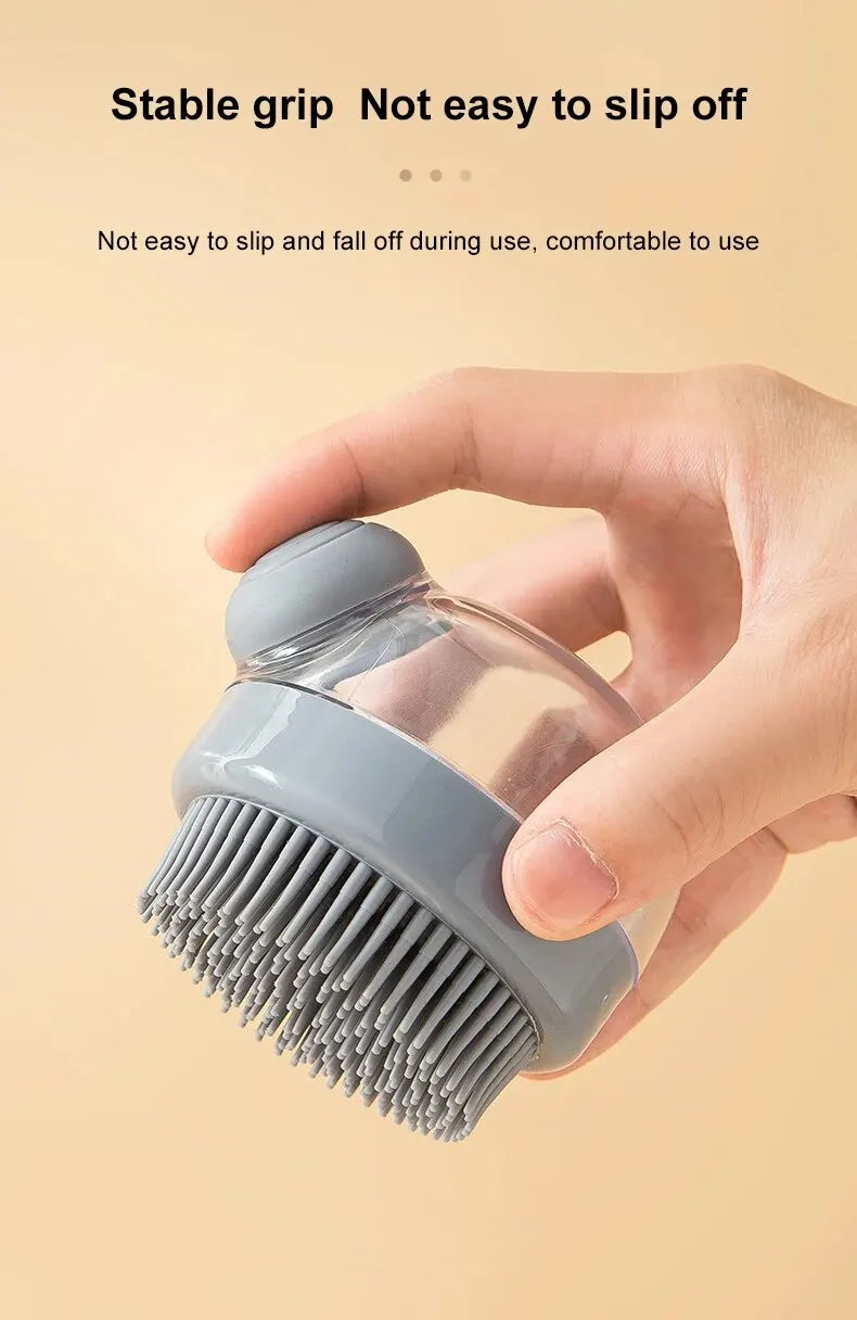Brosse de bain pour animaux de compagnie (1 pièce) en silicone souple avec distributeur de shampoing et massage doux
