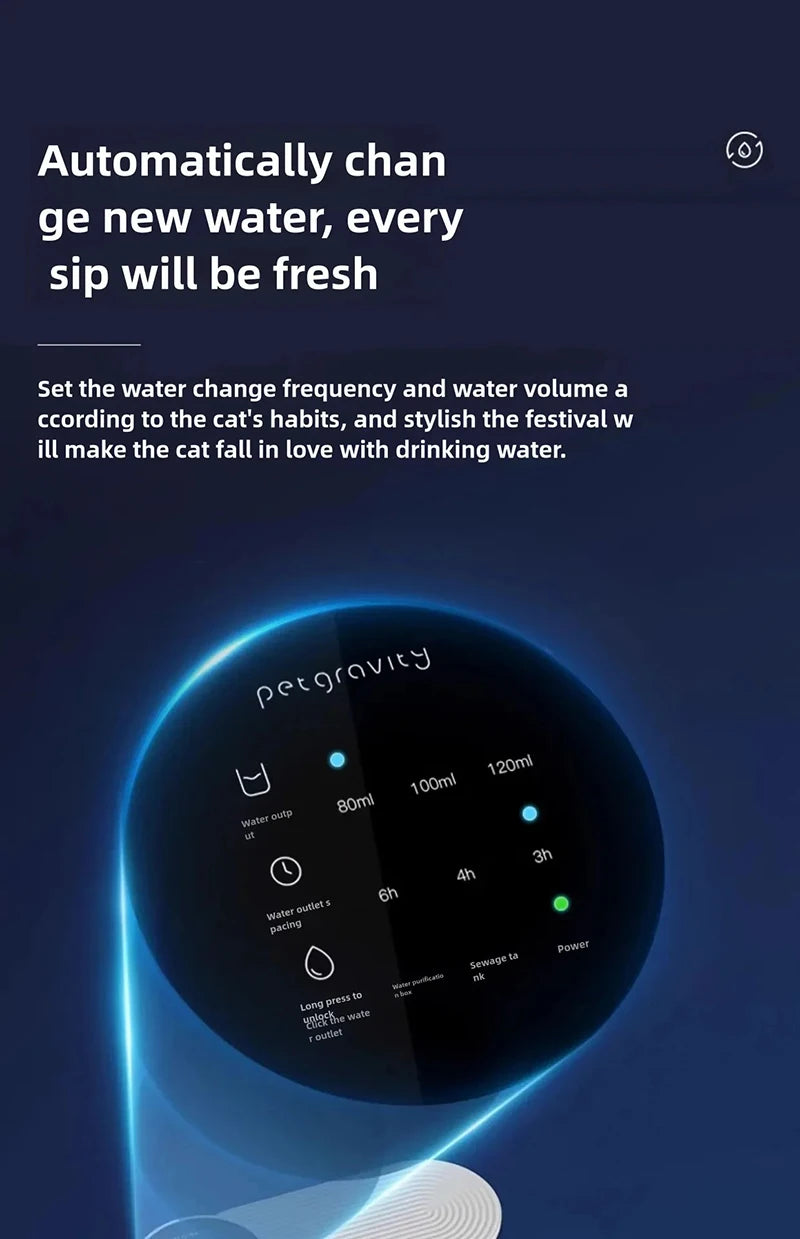 Fontaine à eau avec distributeur d'eau en mouvement, sans fil
