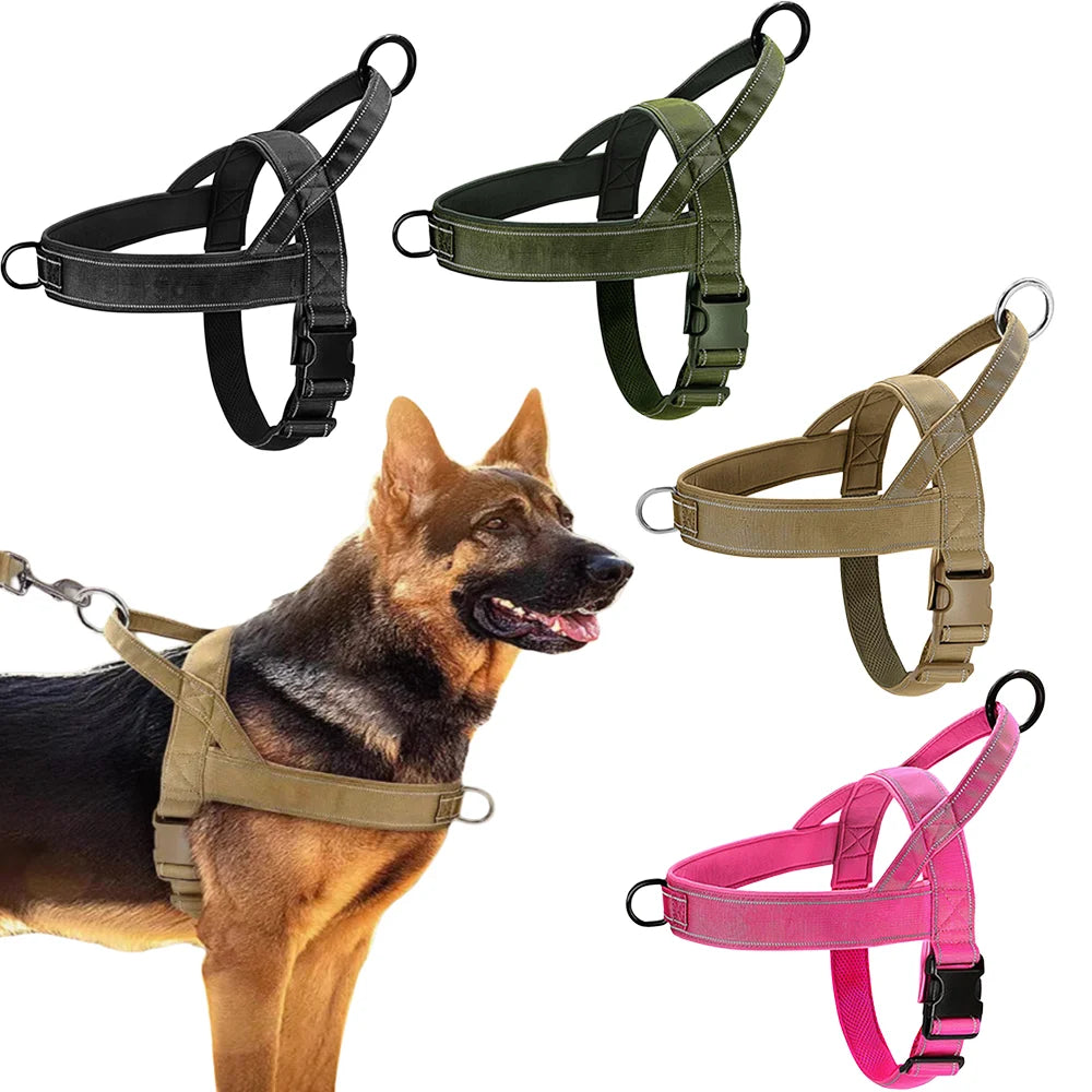 Harnais tactique anti-traction pour chien - Nylon ajustable pour grands chiens
