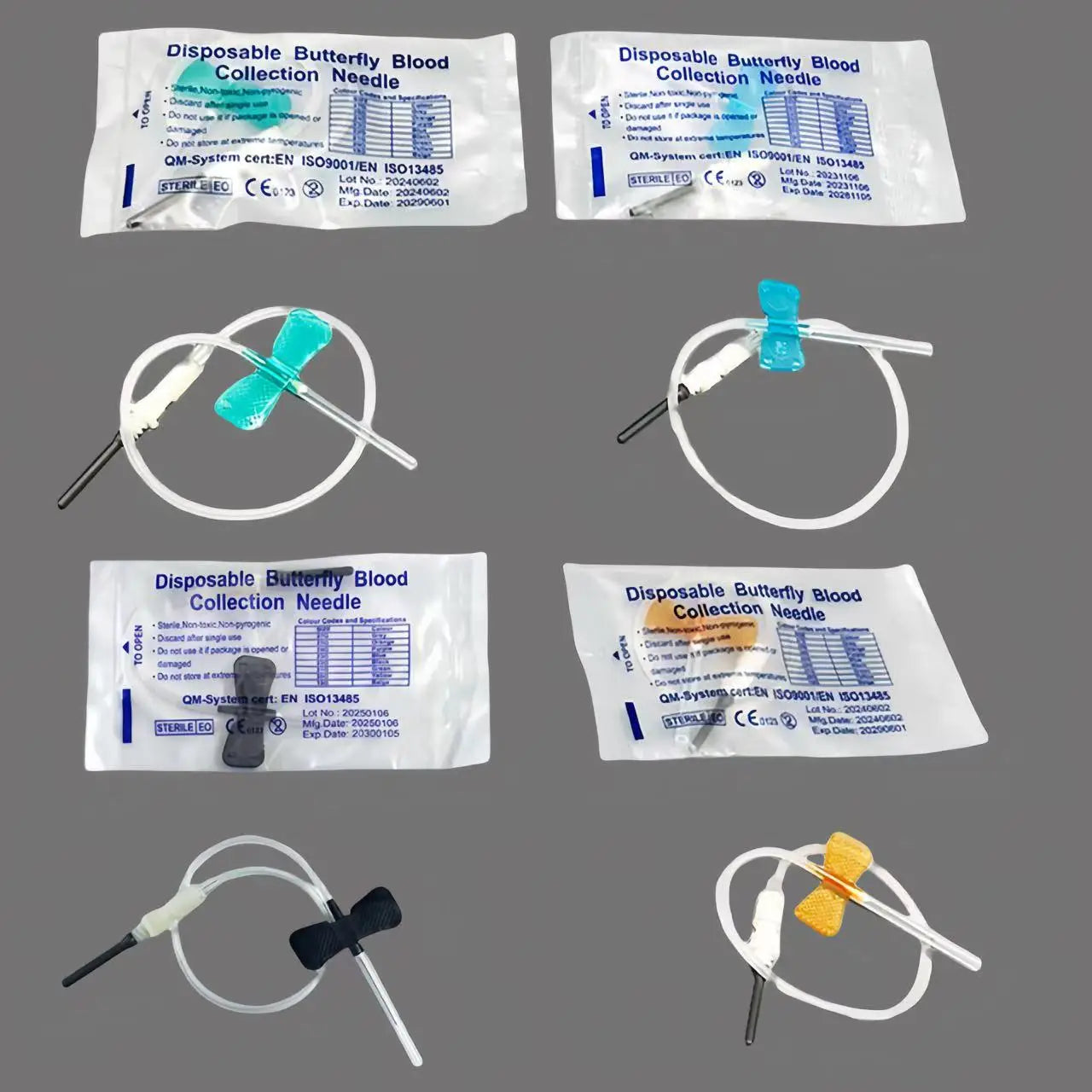 Lot de 50 aiguilles papillon à double ailettes jetables pour prélèvement sanguin chez les chats et les chiens