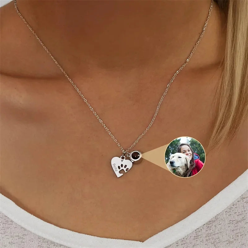 Collier photo personnalisé avec gravure et nom
