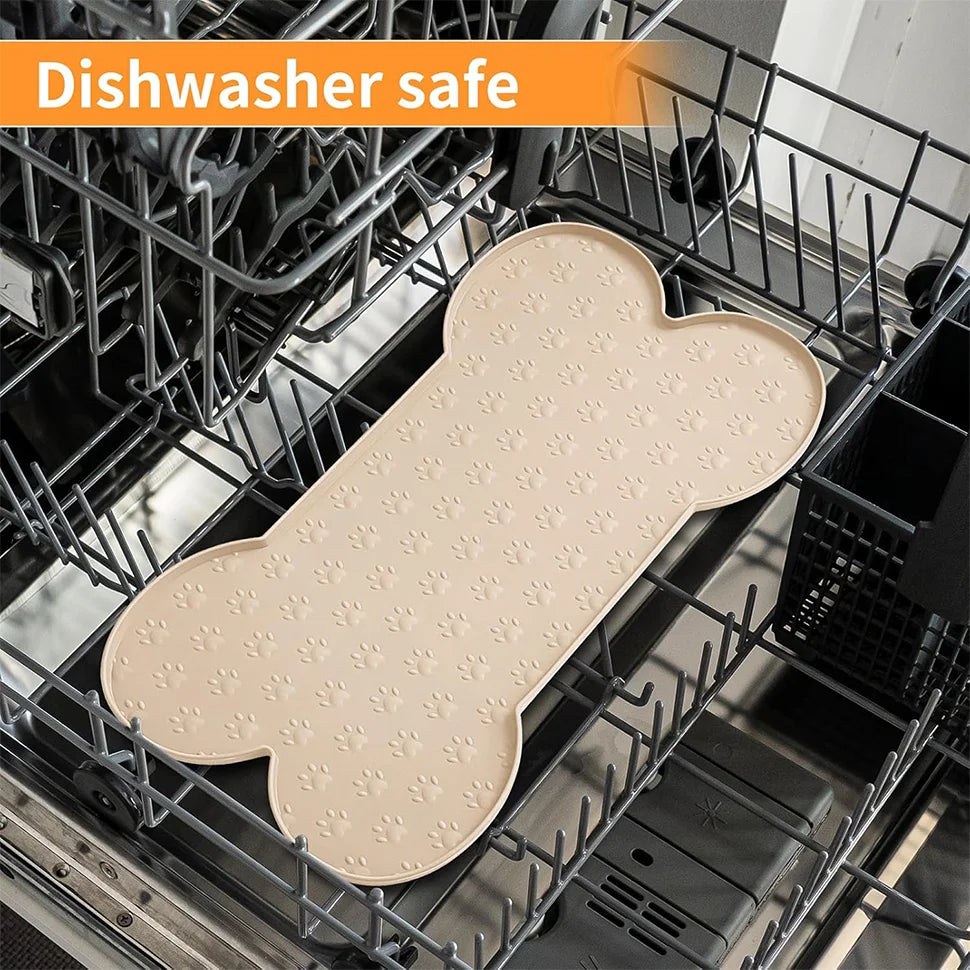 Tapis d'alimentation pour chien en silicone antidérapant et épais, imperméable, avec bord surélevé