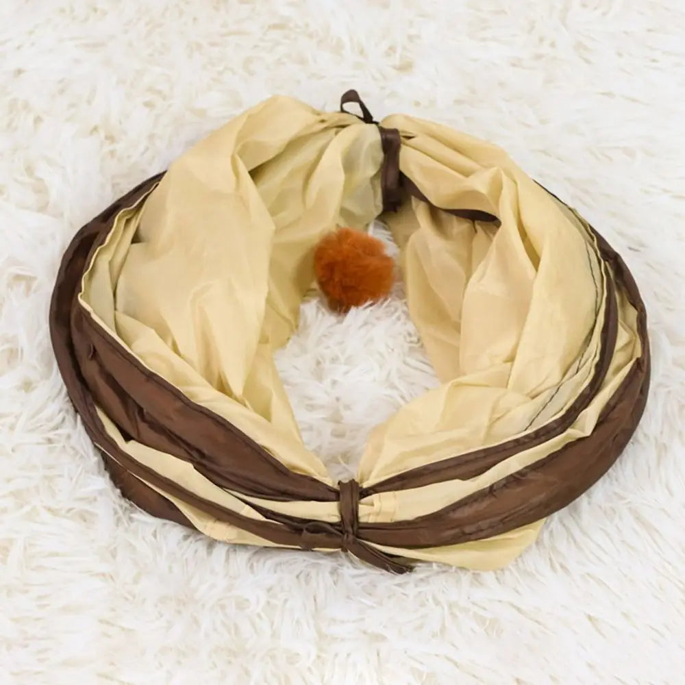 Tunnel pour chat en polyester et fil d'acier, respirant et pliable